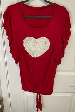 Shop Basic USA Womens Medium red heard tshirt tee